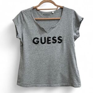 Guess Charcoal V-Neck Logo Tee